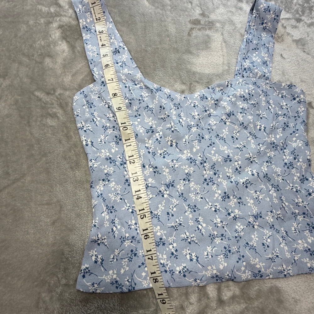Reformation Hester Tank Top 4 Blue Floral Coquette  Sweetheart Cami Cottagecore - Picture 6 of 13